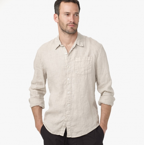 Beige Linen Shirt for Men