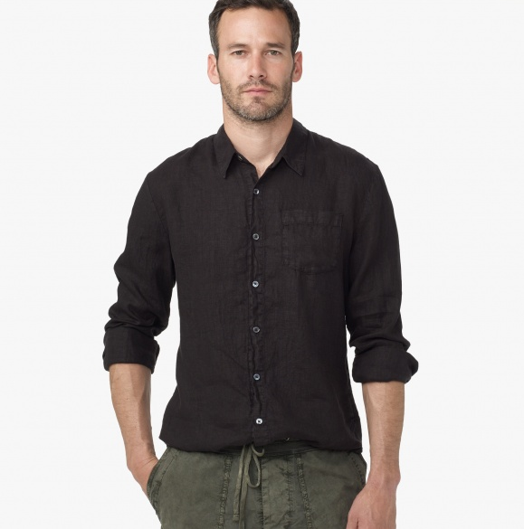 Black Linen Shirt for Men