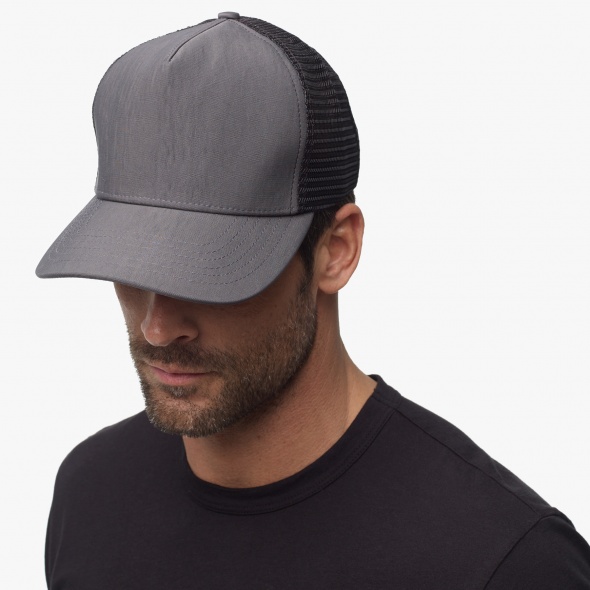 Grey Double Face Nylon Trucker Hat - james Perse